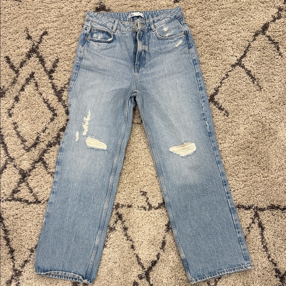 Zara Light Blue Straight Leg Jeans